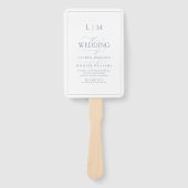 Elegant Stof Blauw Kalligrafie Monogram Programma Handwaaier (Voorkant)