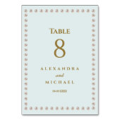 Elegant Stof Blauw Parel Bruiloft Kaart (Voorkant)