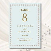 Elegant Stof Blauw Parel Bruiloft Kaart