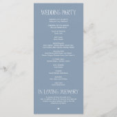 Elegant Stof Blauw Typografie Huwelijksprogramma Programmakaart (Achterkant)