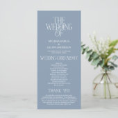 Elegant Stof Blauw Typografie Huwelijksprogramma Programmakaart (Staand voorkant)