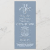 Elegant Stof Blauw Typografie Huwelijksprogramma Programmakaart (Voorkant)