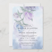 Elegant Stof Blauw Waterverf Bloem Kaart (Voorkant)