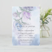 Elegant Stof Blauw Waterverf Bloem Kaart (Staand voorkant)