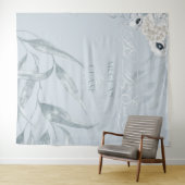 Elegant Stof Blauw Waterverf Loof en Bloemen Wandkleed (In Situ (horizontaal))