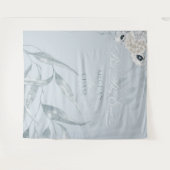 Elegant Stof Blauw Waterverf Loof en Bloemen Wandkleed (Voorkant (horizontaal))