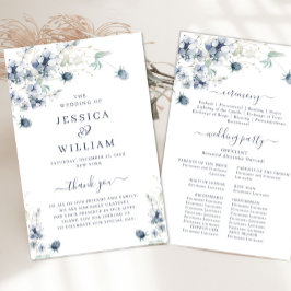 Elegant Stof Blauw Winter Bruiloft Ceremonie Progr
