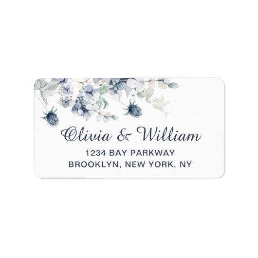 Elegant Stof Blauw Winterloof Retouradres Etiket (Voorkant)