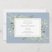 Elegant Stof Blauwgroene Foto Huwelijk Kaart (Voorkant)
