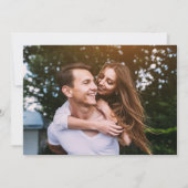 Elegant Stof Blauwgroene Foto Huwelijk Kaart (Achterkant)