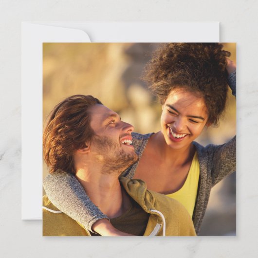 Elegant Stof Blauwgroene Foto Vierkante Trouwfoto Kaart (Achterkant)