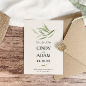 Elegant Stof Groen Loof Bruiloft Save The Date