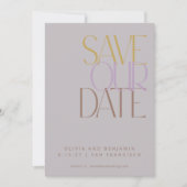 Elegant Stof Lilac Midden Eeuw Moderne Typografie Save The Date (Voorkant)