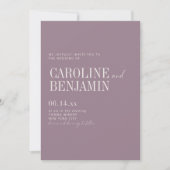 Elegant Stof Paars Huwelijk Formeel Script Serif Kaart (Voorkant)
