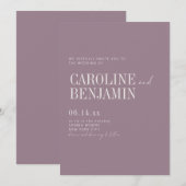 Elegant Stof Paars Huwelijk Formeel Script Serif Kaart (Voorkant / Achterkant)
