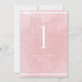 Elegant Stof Roze Aquarel Tafelnummer (Voorkant)