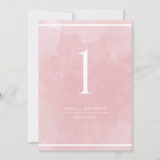 Elegant Stof Roze Aquarel Tafelnummer (Achterkant)