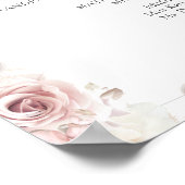 Elegant Stof Roze Bloem Bruiloft Ceremonie Program Poster (Hoek)
