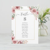 Elegant Stof Roze Bloem Tafelnummer (Staand voorkant)