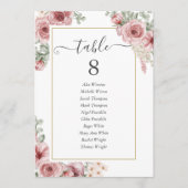 Elegant Stof Roze Bloem Tafelnummer (Voorkant)