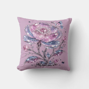 Elegant Stof Roze Botanisch Patroon Design Kussen