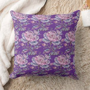 Elegant Stof Roze Botanisch Patroon Design Kussen
