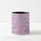 Elegant Stof Roze Botanisch Patroon Design Mok (Midden)