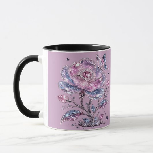 Elegant Stof Roze Botanisch Patroon Design Mok (Links)