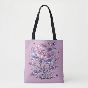 Elegant Stof Roze Botanisch Patroon Design Tote Bag