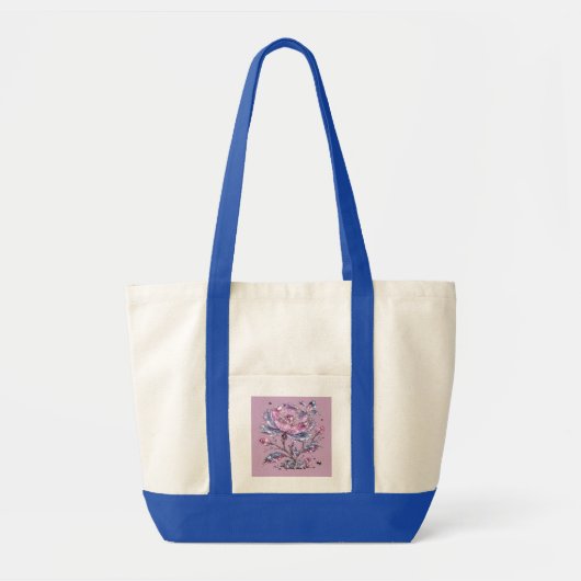 Elegant Stof Roze Botanisch Patroon Design Tote Bag (Voorkant)