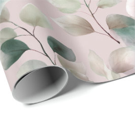 Elegant Stof Roze Eucalyptus Watercolor Patroon Cadeaupapier