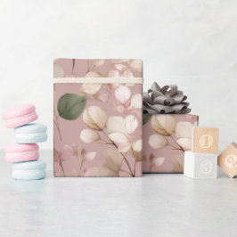 Elegant Stof Roze Eucalyptus Watercolor Patroon Cadeaupapier
