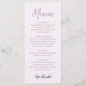Elegant Stof Roze Huwelijksmenu in Script Letterty Menu (Voorkant)