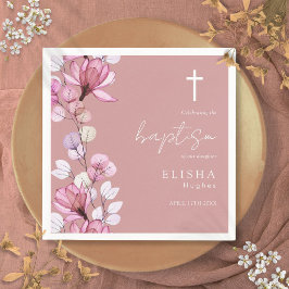 Elegant Stof Roze Roze Elegante Bloemendoop Servet