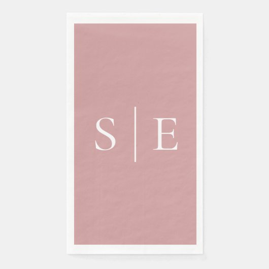 Elegant Stof Roze Roze Monogram Minimalistisch  Servet (Voorkant)