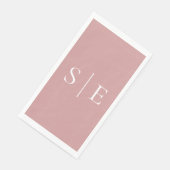 Elegant Stof Roze Roze Monogram Minimalistisch  Servet (Hoek)