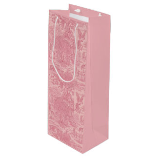 Elegant Stof Roze Roze Rococo Revival Toile Wijn Cadeautas