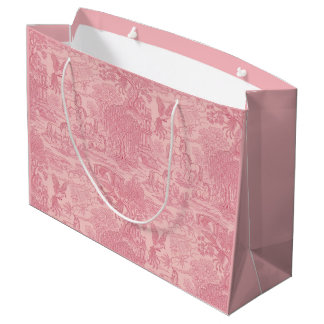 Elegant Stof Roze Roze Toile Groot Cadeauzakje