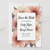 Elegant Stof Roze Roze Waterverf Bloem Bruiloft Save The Date (Voorkant)