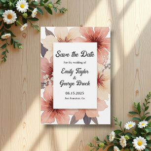 Elegant Stof Roze Roze Waterverf Bloem Bruiloft Save The Date