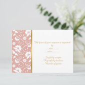 ELEGANT STOF ROZE WIT KANT AANGEPASTE RSVP KAARTJE (Staand voorkant)