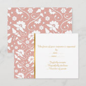 ELEGANT STOF ROZE WIT KANT AANGEPASTE RSVP KAARTJE (Voorkant / Achterkant)