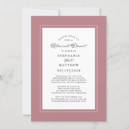 Elegant Stof Roze Witte Oefen Diner voor de Trouwd Kaart