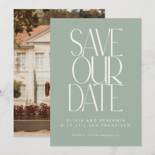 Elegant Stof Sage Eenvoudig Modern Trendsettend Fo Save The Date