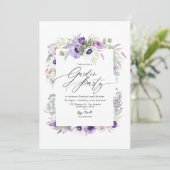 Elegant Stof Violet Bloem Tuinfeest Kaart (Staand voorkant)