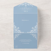 Elegant Stofblauw All-in-One Trouwjurk All In One Uitnodiging (Buitenkant)