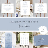 Elegant Stofblauw Aquarel Tafelnummer