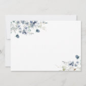 Elegant Stofblauw Blad Bruiloft 3 FOTO Save The Date (Achterkant)