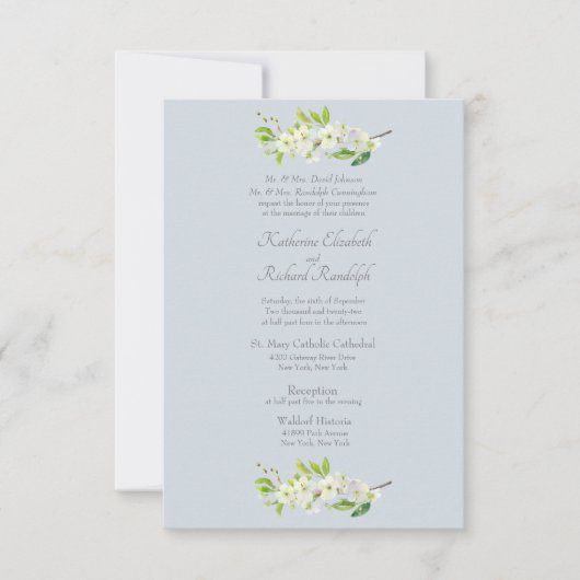 Elegant Stofblauw Blad Formal Kaart (Voorkant)