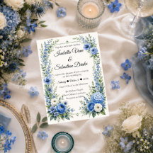 Elegant Stofblauw Bloem Bruiloft